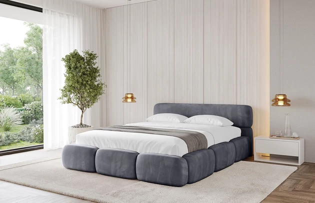 Bezug: Samt, Farbe: Dunkelgrau - Casablanca 2315, Stoffbeschreibung: Polsterstoff Casablanca: „Pet-friendly“, leicht zu reinigen (CleanBOO+), wasserabweisend mit Lotuseffekt, scheuerfest (45.000 Martindale- Zyklen), Gewicht 310g/m2 ±5 %, Zimmer: Schlafzimmer, Länge: 226 cm, Breite: 152 cm, Höhe: 81 cm, Größe: 120x200 cm, Länge der Schlaffläche: 200 cm, Breite der Schlaffläche: 120 cm, Liegehöhe: 48 cm, Matratze: Mit H3 / H4 Taschenfederkern Matratze, Höhe der Matratze: 25 cm, Matratzentyp: Taschenfederkernmatratze, Bettkasten: Ja, Anzahl der Bettkasten: 1, Höhe der Bettkasten: 30 cm, Höhe des Kopfteils: 81 cm, Dicke des Kopfteils: 8 cm, Gepolsterte Rückseite: Nein - 1