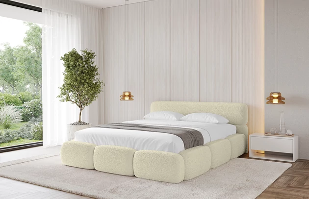 Bezug: Bouclé, Farbe: Beige - Quelle 02, Stoffbeschreibung: Polsterstoff Quelle: hochwertiger Bouclé Stoff, strapazierfähig, atmungsaktiv und pflegeleicht. (80.000 Martindale-Zyklen) 100 % PES, pillingarm(4-5), Gewicht 315 g/m² ±5 %, Zimmer: Schlafzimmer, Länge: 226 cm, Breite: 152 cm, Höhe: 81 cm, Größe: 120x200 cm, Länge der Schlaffläche: 200 cm, Breite der Schlaffläche: 120 cm, Liegehöhe: 48 cm, Matratze: Mit H3 / H4 Taschenfederkern Matratze, Höhe der Matratze: 25 cm, Matratzentyp: Taschenfederkernmatratze, Bettkasten: Ja, Anzahl der Bettkasten: 1, Höhe der Bettkasten: 30 cm, Höhe des Kopfteils: 81 cm, Dicke des Kopfteils: 8 cm, Gepolsterte Rückseite: Nein - 1