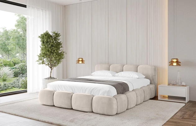 Bezug: Velvet, Farbe: Beige - Casablanca 2301, Stoffbeschreibung: Polsterstoff Casablanca: „Pet-friendly“, leicht zu reinigen (CleanBOO+), wasserabweisend mit Lotuseffekt, scheuerfest (45.000 Martindale- Zyklen), Gewicht 310g/m2 ±5 %, Zimmer: Schlafzimmer, Länge: 226 cm, Breite: 152 cm, Höhe: 81 cm, Größe: 120x200 cm, Länge der Schlaffläche: 200 cm, Breite der Schlaffläche: 120 cm, Liegehöhe: 48 cm, Matratze: Mit H3 / H4 Taschenfederkern Matratze, Höhe der Matratze: 25 cm, Matratzentyp: Taschenfederkernmatratze, Bettkasten: Ja, Anzahl der Bettkasten: 1, Höhe der Bettkasten: 30 cm, Höhe des Kopfteils: 81 cm, Dicke des Kopfteils: 8 cm, Gepolsterte Rückseite: Nein - 1