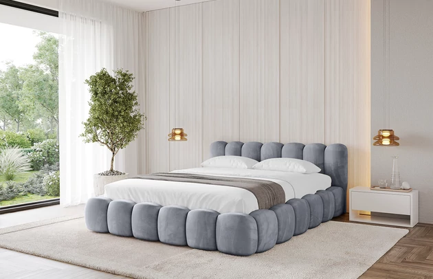 Bezug: Samt, Farbe: Grau - Casablanca 2314, Stoffbeschreibung: Polsterstoff Casablanca: „Pet-friendly“, leicht zu reinigen (CleanBOO+), wasserabweisend mit Lotuseffekt, scheuerfest (45.000 Martindale- Zyklen), Gewicht 310g/m2 ±5 %, Zimmer: Schlafzimmer, Länge: 226 cm, Breite: 152 cm, Höhe: 81 cm, Größe: 120x200 cm, Länge der Schlaffläche: 200 cm, Breite der Schlaffläche: 120 cm, Liegehöhe: 48 cm, Matratze: Mit H3 / H4 Taschenfederkern Matratze, Höhe der Matratze: 25 cm, Matratzentyp: Taschenfederkernmatratze, Bettkasten: Ja, Anzahl der Bettkasten: 1, Höhe der Bettkasten: 30 cm, Höhe des Kopfteils: 81 cm, Dicke des Kopfteils: 8 cm, Gepolsterte Rückseite: Nein - 1