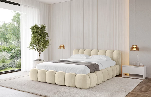 Bezug: Samt, Farbe: Beige - Monolith 4, Stoffbeschreibung: MONOLITH: Wasserabweisender und leicht zu reinigender Möbelstoff, scheuerfest (100.000 Martindale-Zyklen) lichtecht (5) und pillingarm (4-5), aus 100 % PES, Gewicht 330 g/m2 ±5 %, Zimmer: Schlafzimmer, Länge: 226 cm, Breite: 152 cm, Höhe: 81 cm, Größe: 120x200 cm, Länge der Schlaffläche: 200 cm, Breite der Schlaffläche: 120 cm, Liegehöhe: 48 cm, Matratze: Mit H3 / H4 Taschenfederkern Matratze, Höhe der Matratze: 25 cm, Matratzentyp: Taschenfederkernmatratze, Bettkasten: Ja, Anzahl der Bettkasten: 1, Höhe der Bettkasten: 30 cm, Höhe des Kopfteils: 81 cm, Dicke des Kopfteils: 8 cm, Gepolsterte Rückseite: Nein - 1