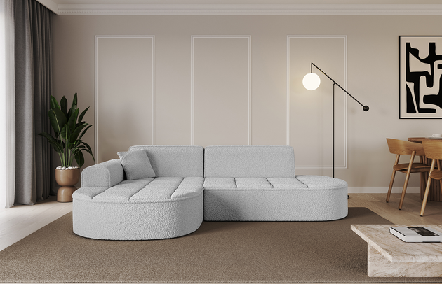 Bezug: Bouclé, Farbe: Hellgrau - Quelle 83, Stellvariante: Ottomane Links, Stoffbeschreibung: polsterstoff-quelle-hochwertiger-boucle-stoff-strapazierfahig-atmungsaktiv-und-pflegeleicht-80-000-martindale-zyklen-100-pes-pillingarm4-5-gewicht-315-g-m2-±5, Materialzusammensetzung: 100% Polyseter, Pilling Resistenz: 5, Abriebfestigkeit: 4, Scheuerbeständigkeit: 80000 Martindale-Zyklen, Ausstattung: Zierkissen, Zimmer: Wohnzimmer, Tiefe: 171 cm, Breite: 243 cm, Höhe: 79,5 cm, Anzahl der Sitzflächen: 3, Sitzfüllung: Wellenfeder + HR35 und T30-Schaum, Art der Rückenkissen: Rückenlehne - feste, Annzahl der Sitzkissen: 2, Anzahl der Zierkissen: 1, Breite der Armlehnen: 20 cm, Höhe der Armlehnen: 58 cm, Breite der Ottomane: 109 cm, Tiefe der Ottomane: 151 cm, Tiefe der Sitzfläche: 62 cm, Sitzhöhe: 43,5 cm, Schlaffunktion: Ohne Schlaffunktion - 1