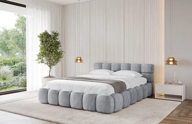 Bezug: Samt, Farbe: Hellgrau - Monolith 84, Stoffbeschreibung: MONOLITH: Wasserabweisender und leicht zu reinigender Möbelstoff, scheuerfest (100.000 Martindale-Zyklen) lichtecht (5) und pillingarm (4-5), aus 100 % PES, Gewicht 330 g/m2 ±5 %, Zimmer: Schlafzimmer, Länge: 226 cm, Breite: 152 cm, Höhe: 81 cm, Größe: 120x200 cm, Länge der Schlaffläche: 200 cm, Breite der Schlaffläche: 120 cm, Liegehöhe: 48 cm, Matratze: Mit H3 / H4 Taschenfederkern Matratze, Höhe der Matratze: 25 cm, Matratzentyp: Taschenfederkernmatratze, Bettkasten: Ja, Anzahl der Bettkasten: 1, Höhe der Bettkasten: 30 cm, Höhe des Kopfteils: 81 cm, Dicke des Kopfteils: 8 cm, Gepolsterte Rückseite: Nein - 1