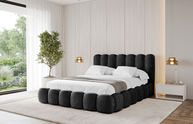 Bezug: Samt, Farbe: Schwarz - Casablanca 2316, Stoffbeschreibung: Polsterstoff Casablanca: „Pet-friendly“, leicht zu reinigen (CleanBOO+), wasserabweisend mit Lotuseffekt, scheuerfest (45.000 Martindale- Zyklen), Gewicht 310g/m2 ±5 %, Zimmer: Schlafzimmer, Länge: 224 cm, Breite: 148 cm, Höhe: 110 cm, Größe: 120x200 cm, Länge der Schlaffläche: 200 cm, Breite der Schlaffläche: 120 cm, Liegehöhe: 48 cm, Matratze: Mit H3 / H4 Taschenfederkern Matratze, Höhe der Matratze: 25 cm, Matratzentyp: Taschenfederkernmatratze, Bettkasten: Ja, Anzahl der Bettkasten: 1, Höhe der Bettkasten: 33 cm, Höhe des Kopfteils: 110 cm, Dicke des Kopfteils: 12 cm, Dicke des Fußteils: 12 cm, Gepolsterte Rückseite: Nein - 1