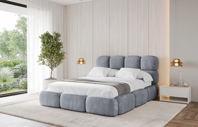 Bezug: Samt, Farbe: Grau - Casablanca 2314, Stoffbeschreibung: Polsterstoff Casablanca: „Pet-friendly“, leicht zu reinigen (CleanBOO+), wasserabweisend mit Lotuseffekt, scheuerfest (45.000 Martindale- Zyklen), Gewicht 310g/m2 ±5 %, Zimmer: Schlafzimmer, Länge: 224 cm, Breite: 168 cm, Höhe: 110 cm, Größe: 140x200 cm, Länge der Schlaffläche: 200 cm, Breite der Schlaffläche: 140 cm, Liegehöhe: 48 cm, Matratze: Mit H3 / H4 Taschenfederkern Matratze, Höhe der Matratze: 25 cm, Matratzentyp: Taschenfederkernmatratze, Bettkasten: Ja, Anzahl der Bettkasten: 1, Höhe der Bettkasten: 33 cm, Höhe des Kopfteils: 110 cm, Dicke des Kopfteils: 12 cm, Gepolsterte Rückseite: Nein - 1