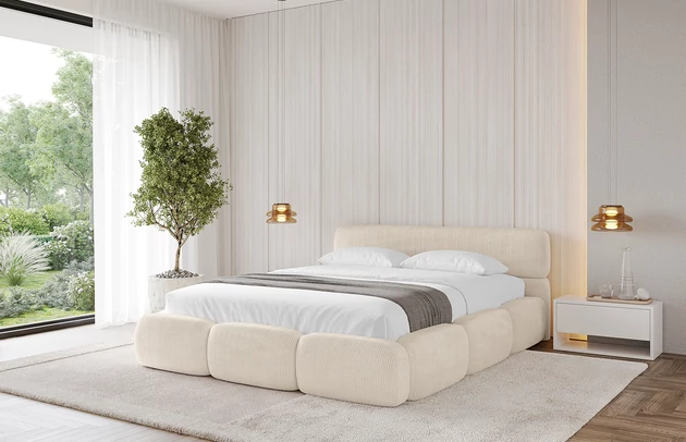 Bezug: Cord, Farbe: Beige - Poso 105, Stoffbeschreibung: POSO ist ein angenehm anzufühlender Velours mit Kordstruktur (35000 MartindaleZyklen) und leicht zu reinigender Möbellstoff, lichtecht (5) und pillingarm (5), Gewicht 380 g/m2 ±5%, Zimmer: Schlafzimmer, Länge: 226 cm, Breite: 152 cm, Höhe: 81 cm, Größe: 120x200 cm, Länge der Schlaffläche: 200 cm, Breite der Schlaffläche: 120 cm, Liegehöhe: 48 cm, Matratze: Mit H3 / H4 Taschenfederkern Matratze, Höhe der Matratze: 25 cm, Matratzentyp: Taschenfederkernmatratze, Bettkasten: Ja, Anzahl der Bettkasten: 1, Höhe der Bettkasten: 30 cm, Höhe des Kopfteils: 81 cm, Dicke des Kopfteils: 8 cm, Gepolsterte Rückseite: Nein - 1