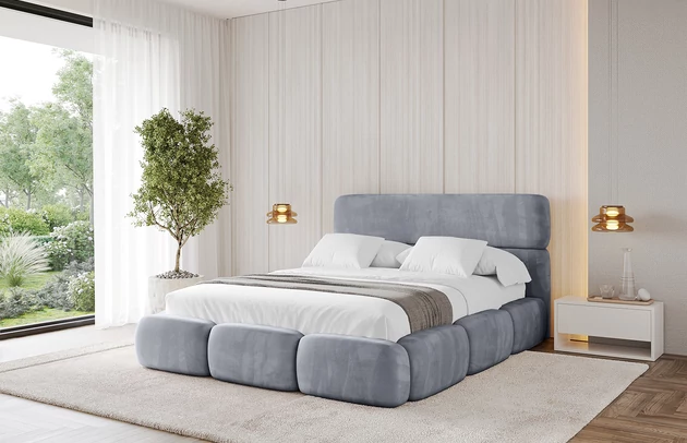 Bezug: Velvet, Farbe: Grau - Casablanca 2314, Stoffbeschreibung: Polsterstoff Casablanca: „Pet-friendly“, leicht zu reinigen (CleanBOO+), wasserabweisend mit Lotuseffekt, scheuerfest (45.000 Martindale- Zyklen), Gewicht 310g/m2 ±5 %, Zimmer: Schlafzimmer, Länge: 224 cm, Breite: 228 cm, Höhe: 110 cm, Größe: 200x200 cm, Länge der Schlaffläche: 200 cm, Breite der Schlaffläche: 200 cm, Liegehöhe: 48 cm, Matratze: Mit H3 / H4 Taschenfederkern Matratze, Höhe der Matratze: 25 cm, Matratzentyp: Taschenfederkernmatratze, Bettkasten: Ja, Anzahl der Bettkasten: 1, Höhe der Bettkasten: 33 cm, Höhe des Kopfteils: 110 cm, Dicke des Kopfteils: 12 cm, Gepolsterte Rückseite: Nein - 1