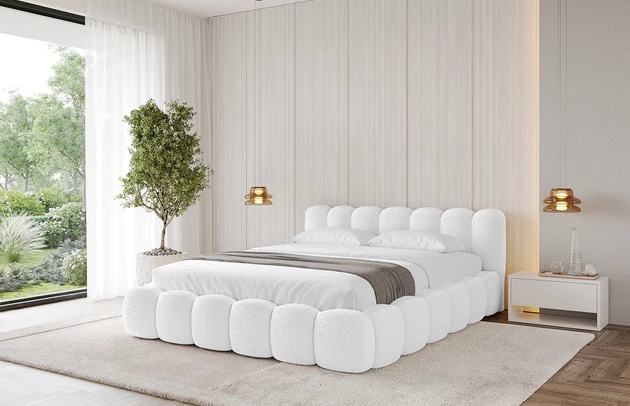 Bezug: Bouclé, Farbe: Weiß - Quelle 01, Stoffbeschreibung: Polsterstoff Quelle: hochwertiger Bouclé Stoff, strapazierfähig, atmungsaktiv und pflegeleicht. (80.000 Martindale-Zyklen) 100 % PES, pillingarm(4-5), Gewicht 315 g/m² ±5 %, Zimmer: Schlafzimmer, Länge: 226 cm, Breite: 152 cm, Höhe: 81 cm, Größe: 120x200 cm, Länge der Schlaffläche: 200 cm, Breite der Schlaffläche: 120 cm, Liegehöhe: 48 cm, Matratze: Mit H3 / H4 Taschenfederkern Matratze, Höhe der Matratze: 25 cm, Matratzentyp: Taschenfederkernmatratze, Bettkasten: Ja, Anzahl der Bettkasten: 1, Höhe der Bettkasten: 30 cm, Höhe des Kopfteils: 81 cm, Dicke des Kopfteils: 8 cm, Gepolsterte Rückseite: Nein - 1