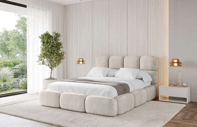 Bezug: Velvet, Farbe: Beige - Casablanca 2301, Stoffbeschreibung: Polsterstoff Casablanca: „Pet-friendly“, leicht zu reinigen (CleanBOO+), wasserabweisend mit Lotuseffekt, scheuerfest (45.000 Martindale- Zyklen), Gewicht 310g/m2 ±5 %, Zimmer: Schlafzimmer, Länge: 224 cm, Breite: 148 cm, Höhe: 110 cm, Größe: 120x200 cm, Länge der Schlaffläche: 200 cm, Breite der Schlaffläche: 120 cm, Liegehöhe: 48 cm, Matratze: Mit H3 / H4 Taschenfederkern Matratze, Höhe der Matratze: 25 cm, Matratzentyp: Taschenfederkernmatratze, Bettkasten: Ja, Anzahl der Bettkasten: 1, Höhe der Bettkasten: 33 cm, Höhe des Kopfteils: 110 cm, Dicke des Kopfteils: 12 cm, Gepolsterte Rückseite: Nein - 1