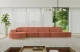 Bezug: Samt, Farbe: Apricot - Dream Velvet 202.07, Stellvariante: Ottomane Links, Stoffbeschreibung: Polsterstoff Dream Velvet: Wasserabweisender und leicht zu reinigender Möbelstoff, scheuerfest (30.000 Martindale-Zyklen) lichtecht (6) und pillingarm (4-5), aus 100 % PES, Gewicht 360 g/m2 ±5 %, Materialzusammensetzung: 100% Polyseter, Pilling Resistenz: 4, Abriebfestigkeit: 5, Scheuerbeständigkeit: 100000 Martindale-Zyklen, Zimmer: Wohnzimmer, Tiefe: 171 cm, Breite: 413 cm, Höhe: 83 cm, Anzahl der Sitzflächen: 4, Sitzfüllung: Wellenfeder + HR35 und T30-Schaum, Art der Rückenkissen: Rückenlehne - feste, Annzahl der Sitzkissen: 2, Anzahl der Zierkissen: 1, Tiefe der Armlehnen: 82 cm, Breite der Armlehnen: 20 cm, Höhe der Armlehnen: 58 cm, Breite der Ottomane: 109 cm, Tiefe der Ottomane: 151 cm, Tiefe der Sitzfläche: 62 cm, Sitzhöhe: 47 cm, Schlaffunktion: Ohne Schlaffunktion - 1