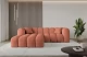 Bezug: Samt, Farbe: Apricot - Dream Velvet 202.07, Stellvariante: Ottomane Links, Stoffbeschreibung: Polsterstoff Dream Velvet: Wasserabweisender und leicht zu reinigender Möbelstoff, scheuerfest (30.000 Martindale-Zyklen) lichtecht(6), pillingarm(4-5), 100 % PES, 360 g/m2±5%, Materialzusammensetzung: 100% Polyseter, Pilling Resistenz: 5, Abriebfestigkeit: 5, Scheuerbeständigkeit: 30000 Martindale-Zyklen, Ausstattung: Kissen, Zimmer: Wohnzimmer, Tiefe: 173 cm, Breite: 231 cm, Höhe: 74 cm, Anzahl der Sitzflächen: 5, Sitzfüllung: Wellenfeder + HR35 und T30-Schaum, Art der Rückenkissen: Rückenlehne - feste, Annzahl der Sitzkissen: 2, Anzahl der Zierkissen: 2, Tiefe der Armlehnen: 88 cm, Breite der Armlehnen: 29 cm, Höhe der Armlehnen: 74 cm, Breite der Ottomane: 119 cm, Tiefe der Ottomane: 150 cm, Tiefe der Sitzfläche: 65 cm, Sitzhöhe: 44 cm - 1