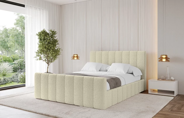 Bezug: Bouclé, Farbe: Beige - Quelle 02, Stoffbeschreibung: Polsterstoff Quelle: hochwertiger Bouclé Stoff, strapazierfähig, atmungsaktiv und pflegeleicht. (80.000 Martindale-Zyklen) 100 % PES, pillingarm(4-5), Gewicht 315 g/m² ±5 %, Zimmer: Schlafzimmer, Länge: 222 cm, Breite: 136 cm, Höhe: 105 cm, Größe: 120x200 cm, Länge der Schlaffläche: 200 cm, Breite der Schlaffläche: 120 cm, Liegehöhe: 48 cm, Matratze: Mit H3 / H4 Taschenfederkern Matratze, Höhe der Matratze: 25 cm, Matratzentyp: Taschenfederkernmatratze, Bettkasten: Ja, Anzahl der Bettkasten: 1, Höhe der Bettkasten: 30 cm, Höhe des Kopfteils: 105 cm, Dicke des Kopfteils: 8 cm, Dicke des Fußteils: 7 cm, Gepolsterte Rückseite: Nein - 1