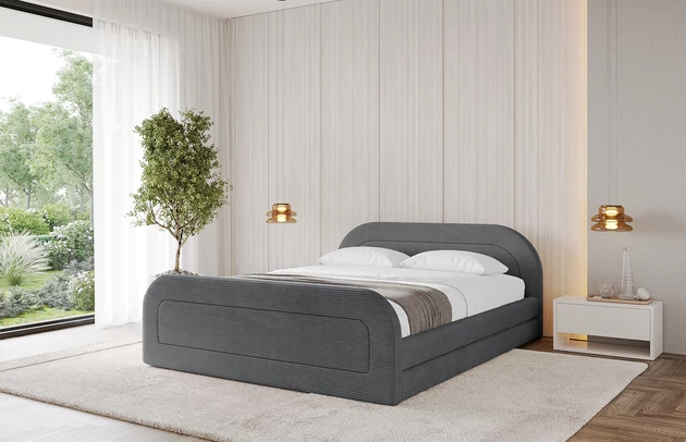 Bezug: Cord, Farbe: Dunkelgrau - Poso 115, Stoffbeschreibung: POSO ist ein angenehm anzufühlender Velours mit Kordstruktur (35000 MartindaleZyklen) und leicht zu reinigender Möbellstoff, lichtecht (5) und pillingarm (5), Gewicht 380 g/m2 ±5%, Zimmer: Schlafzimmer, Länge: 224 cm, Breite: 148 cm, Höhe: 81 cm, Größe: 120x200 cm, Länge der Schlaffläche: 200 cm, Breite der Schlaffläche: 120 cm, Matratze: Mit H3 / H4 Taschenfederkern Matratze, Höhe der Matratze: 25 cm, Bettkasten: Ja, Anzahl der Bettkasten: 1, Höhe der Bettkasten: 33 cm, Höhe des Kopfteils: 81 cm, Dicke des Kopfteils: 8 cm, Dicke des Fußteils: 7 cm, Gepolsterte Rückseite: Nein - 1