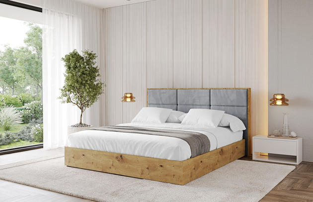 Bezug: Samt, Farbe: Grau - Casablanca 2314, Stoffbeschreibung: Polsterstoff Casablanca: „Pet-friendly“, leicht zu reinigen (CleanBOO+), wasserabweisend mit Lotuseffekt, scheuerfest (45.000 Martindale- Zyklen), Gewicht 310g/m2 ±5 %, Zimmer: Schlafzimmer, Länge: 220 cm, Breite: 140 cm, Höhe: 107 cm, Größe: 120x200 cm, Länge der Schlaffläche: 200 cm, Breite der Schlaffläche: 120 cm, Liegehöhe: 48 cm, Matratze: Mit H3 / H4 Taschenfederkern Matratze, Höhe der Matratze: 25 cm, Matratzentyp: Taschenfederkernmatratze, Bettkasten: Ja, Anzahl der Bettkasten: 1, Höhe der Bettkasten: 30 cm, Höhe des Kopfteils: 107 cm, Dicke des Kopfteils: 8 cm, Gepolsterte Rückseite: Nein - 1