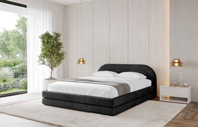 Bezug: Samt, Farbe: Schwarz - Casablanca 2316, Stoffbeschreibung: Polsterstoff Casablanca: „Pet-friendly“, leicht zu reinigen (CleanBOO+), wasserabweisend mit Lotuseffekt, scheuerfest (45.000 Martindale- Zyklen), Gewicht 310g/m2 ±5 %, Zimmer: Schlafzimmer, Länge: 224 cm, Breite: 148 cm, Höhe: 81 cm, Größe: 120x200 cm, Länge der Schlaffläche: 200 cm, Breite der Schlaffläche: 120 cm, Liegehöhe: 48 cm, Matratze: Mit H3 / H4 Taschenfederkern Matratze, Höhe der Matratze: 25 cm, Bettkasten: Ja, Anzahl der Bettkasten: 1, Höhe der Bettkasten: 33 cm, Höhe des Kopfteils: 81 cm, Dicke des Kopfteils: 8 cm, Dicke des Fußteils: 7 cm, Gepolsterte Rückseite: Nein - 1