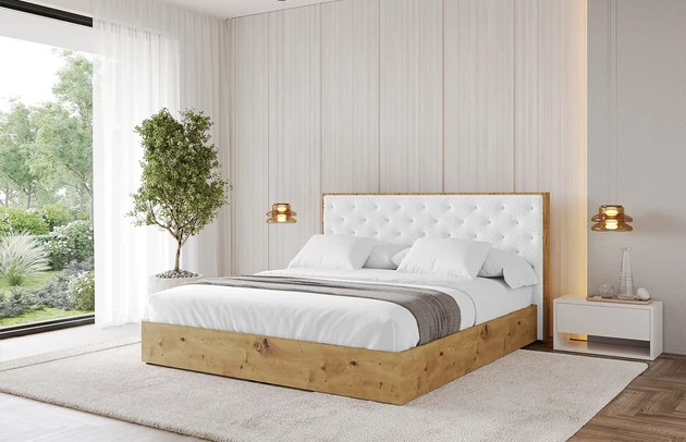 Bezug: Bouclé, Farbe: Weiß - Quelle 01, Stoffbeschreibung: polsterstoff-quelle-hochwertiger-boucle-stoff-strapazierfahig-atmungsaktiv-und-pflegeleicht-80-000-martindale-zyklen-100-pes-pillingarm4-5-gewicht-315-g-m2-±5, Zimmer: Schlafzimmer, Länge: 220 cm, Breite: 160 cm, Höhe: 107 cm, Größe: 140x200 cm, Länge der Schlaffläche: 200 cm, Breite der Schlaffläche: 140 cm, Liegehöhe: 48 cm, Matratze: Mit H3 / H4 Taschenfederkern Matratze, Höhe der Matratze: 25 cm, Matratzentyp: Taschenfederkernmatratze, Bettkasten: Ja, Anzahl der Bettkasten: 1, Höhe der Bettkasten: 30 cm, Höhe des Kopfteils: 107 cm, Dicke des Kopfteils: 8 cm, Gepolsterte Rückseite: Nein - 1