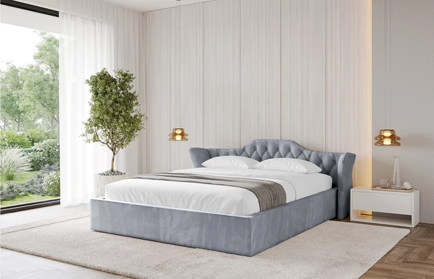 Bezug: Samt, Farbe: Grau - Casablanca 2314, Stoffbeschreibung: Polsterstoff Casablanca: „Pet-friendly“, leicht zu reinigen (CleanBOO+), wasserabweisend mit Lotuseffekt, scheuerfest (45.000 Martindale- Zyklen), Gewicht 310g/m2 ±5 %, Zimmer: Schlafzimmer, Länge: 215 cm, Breite: 136 cm, Höhe: 81 cm, Größe: 120x200 cm, Länge der Schlaffläche: 200 cm, Breite der Schlaffläche: 120 cm, Liegehöhe: 48 cm, Matratze: Mit H3 / H4 Taschenfederkern Matratze, Höhe der Matratze: 25 cm, Matratzentyp: Taschenfederkernmatratze, Bettkasten: Ja, Anzahl der Bettkasten: 1, Höhe der Bettkasten: 30 cm, Höhe des Kopfteils: 81 cm, Dicke des Kopfteils: 8 cm, Gepolsterte Rückseite: Nein - 1