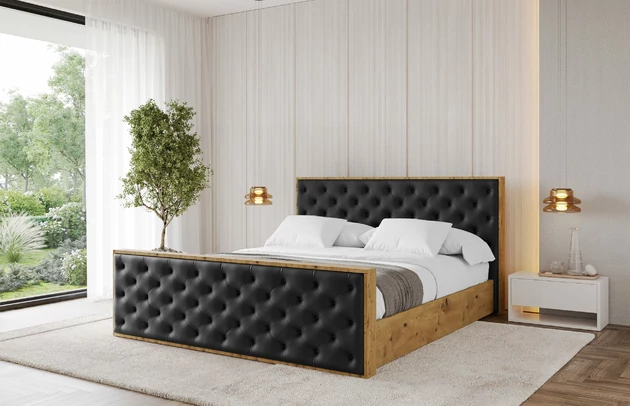 Bezug: Kunstleder, Farbe: Schwarz - Soft 11, Stoffbeschreibung: Polsterstoff SOFT:Leicht zu reinigendes Lederimitat. scheuerfest (100.000 Martindale-Zyklen). lichtecht (6). reibecht (4-5). 100%PU (Oberseite) + 75%PES mit 25%CO (Unterseite), Zimmer: Schlafzimmer, Länge: 230 cm, Breite: 140 cm, Höhe: 107 cm, Größe: 120x200 cm, Länge der Schlaffläche: 200 cm, Breite der Schlaffläche: 120 cm, Liegehöhe: 48 cm, Matratze: Mit H3 / H4 Taschenfederkern Matratze, Höhe der Matratze: 25 cm, Matratzentyp: Taschenfederkernmatratze, Bettkasten: Ja, Anzahl der Bettkasten: 1, Höhe der Bettkasten: 30 cm, Höhe des Kopfteils: 107 cm, Dicke des Kopfteils: 8 cm, Dicke des Fußteils: 7 cm, Gepolsterte Rückseite: Nein - 1