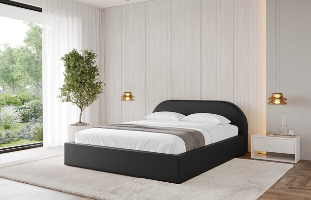 Bezug: Kunstleder, Farbe: Schwarz - Soft 11, Stoffbeschreibung: Polsterstoff SOFT:Leicht zu reinigendes Lederimitat. scheuerfest (100.000 Martindale-Zyklen). lichtecht (6). reibecht (4-5). 100%PU (Oberseite) + 75%PES mit 25%CO (Unterseite), Zimmer: Schlafzimmer, Länge: 215 cm, Breite: 136 cm, Höhe: 81 cm, Größe: 120x200 cm, Länge der Schlaffläche: 200 cm, Breite der Schlaffläche: 120 cm, Liegehöhe: 48 cm, Matratze: Mit H3 / H4 Taschenfederkern Matratze, Höhe der Matratze: 25 cm, Matratzentyp: Taschenfederkernmatratze, Bettkasten: Ja, Anzahl der Bettkasten: 1, Höhe der Bettkasten: 30 cm, Höhe des Kopfteils: 105 cm, Dicke des Kopfteils: 8 cm, Gepolsterte Rückseite: Nein - 1