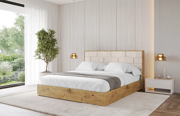 Bezug: Samt, Farbe: Beige - Casablanca 2301, Stoffbeschreibung: Polsterstoff Casablanca: „Pet-friendly“, leicht zu reinigen (CleanBOO+), wasserabweisend mit Lotuseffekt, scheuerfest (45.000 Martindale- Zyklen), Gewicht 310g/m2 ±5 %, Zimmer: Schlafzimmer, Länge: 220 cm, Breite: 140 cm, Höhe: 107 cm, Größe: 120x200 cm, Länge der Schlaffläche: 200 cm, Breite der Schlaffläche: 120 cm, Liegehöhe: 48 cm, Matratze: Mit H3 / H4 Taschenfederkern Matratze, Höhe der Matratze: 25 cm, Matratzentyp: Taschenfederkernmatratze, Bettkasten: Ja, Anzahl der Bettkasten: 1, Höhe der Bettkasten: 30 cm, Höhe des Kopfteils: 107 cm, Dicke des Kopfteils: 8 cm, Gepolsterte Rückseite: Nein - 1