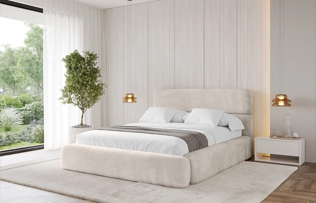 Bezug: Velvet, Farbe: Beige - Casablanca 2301, Stoffbeschreibung: Polsterstoff Casablanca: „Pet-friendly“, leicht zu reinigen (CleanBOO+), wasserabweisend mit Lotuseffekt, scheuerfest (45.000 Martindale- Zyklen), Gewicht 310g/m2 ±5 %, Zimmer: Schlafzimmer, Länge: 226 cm, Breite: 152 cm, Höhe: 110 cm, Größe: 120x200 cm, Länge der Schlaffläche: 200 cm, Breite der Schlaffläche: 120 cm, Liegehöhe: 48 cm, Matratze: Mit H3 / H4 Taschenfederkern Matratze, Höhe der Matratze: 25 cm, Matratzentyp: Taschenfederkernmatratze, Bettkasten: Ja, Anzahl der Bettkasten: 1, Höhe der Bettkasten: 30 cm, Höhe des Kopfteils: 110 cm, Dicke des Kopfteils: 8 cm, Gepolsterte Rückseite: Nein - 1