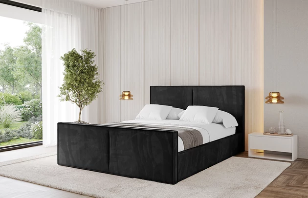 Bezug: Velvet, Farbe: Schwarz - Casablanca 2316, Zimmer: Schlafzimmer, Länge: 222 cm, Breite: 136 cm, Höhe: 105 cm, Größe: 120x200 cm, Länge der Schlaffläche: 200 cm, Breite der Schlaffläche: 120 cm, Matratze: Mit H3 / H4 Taschenfederkern Matratze, Höhe der Matratze: 25 cm, Bettkasten: Ja, Anzahl der Bettkasten: 1, Höhe der Bettkasten: 30 cm, Höhe des Kopfteils: 105 cm, Dicke des Kopfteils: 8 cm, Dicke des Fußteils: 7 cm, Gepolsterte Rückseite: Nein - 1