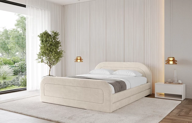 Bezug: Cord, Farbe: Beige - Poso 105, Stoffbeschreibung: POSO ist ein angenehm anzufühlender Velours mit Kordstruktur (35000 MartindaleZyklen) und leicht zu reinigender Möbellstoff, lichtecht (5) und pillingarm (5), Gewicht 380 g/m2 ±5%, Zimmer: Schlafzimmer, Länge: 224 cm, Breite: 148 cm, Höhe: 81 cm, Größe: 120x200 cm, Länge der Schlaffläche: 200 cm, Breite der Schlaffläche: 120 cm, Matratze: Mit H3 / H4 Taschenfederkern Matratze, Höhe der Matratze: 25 cm, Bettkasten: Ja, Anzahl der Bettkasten: 1, Höhe der Bettkasten: 33 cm, Höhe des Kopfteils: 81 cm, Dicke des Kopfteils: 8 cm, Dicke des Fußteils: 7 cm, Gepolsterte Rückseite: Nein - 1