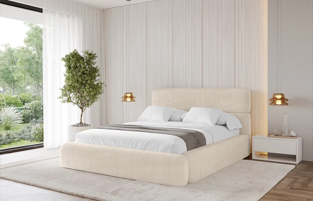 Bezug: Cord, Farbe: Beige - Poso 105, Stoffbeschreibung: POSO ist ein angenehm anzufühlender Velours mit Kordstruktur (35000 MartindaleZyklen) und leicht zu reinigender Möbellstoff, lichtecht (5) und pillingarm (5), Gewicht 380 g/m2 ±5%, Zimmer: Schlafzimmer, Länge: 226 cm, Breite: 152 cm, Höhe: 110 cm, Größe: 120x200 cm, Länge der Schlaffläche: 200 cm, Breite der Schlaffläche: 120 cm, Liegehöhe: 48 cm, Matratze: Mit H3 / H4 Taschenfederkern Matratze, Höhe der Matratze: 25 cm, Matratzentyp: Taschenfederkernmatratze, Bettkasten: Ja, Anzahl der Bettkasten: 1, Höhe der Bettkasten: 30 cm, Höhe des Kopfteils: 110 cm, Dicke des Kopfteils: 8 cm, Gepolsterte Rückseite: Nein - 1