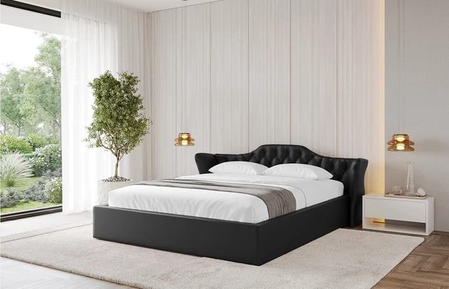 Bezug: Kunstleder, Farbe: Schwarz - Soft 11, Stoffbeschreibung: Polsterstoff SOFT:Leicht zu reinigendes Lederimitat. scheuerfest (100.000 Martindale-Zyklen). lichtecht (6). reibecht (4-5). 100%PU (Oberseite) + 75%PES mit 25%CO (Unterseite), Zimmer: Schlafzimmer, Länge: 215 cm, Breite: 136 cm, Höhe: 81 cm, Größe: 120x200 cm, Länge der Schlaffläche: 200 cm, Breite der Schlaffläche: 120 cm, Liegehöhe: 48 cm, Matratze: Mit H3 / H4 Taschenfederkern Matratze, Höhe der Matratze: 25 cm, Matratzentyp: Taschenfederkernmatratze, Bettkasten: Ja, Anzahl der Bettkasten: 1, Höhe der Bettkasten: 30 cm, Höhe des Kopfteils: 81 cm, Dicke des Kopfteils: 8 cm, Gepolsterte Rückseite: Nein - 1