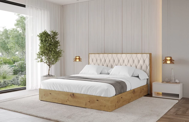 Bezug: Samt, Farbe: Beige - Casablanca 2301, Stoffbeschreibung: Polsterstoff Casablanca: „Pet-friendly“, leicht zu reinigen (CleanBOO+), wasserabweisend mit Lotuseffekt, scheuerfest (45.000 Martindale- Zyklen), Gewicht 310g/m2 ±5 %, Zimmer: Schlafzimmer, Länge: 220 cm, Breite: 140 cm, Höhe: 107 cm, Größe: 120x200 cm, Länge der Schlaffläche: 200 cm, Breite der Schlaffläche: 120 cm, Liegehöhe: 48 cm, Matratze: Mit H3 / H4 Taschenfederkern Matratze, Höhe der Matratze: 25 cm, Matratzentyp: Taschenfederkernmatratze, Bettkasten: Ja, Anzahl der Bettkasten: 1, Höhe der Bettkasten: 30 cm, Höhe des Kopfteils: 107 cm, Dicke des Kopfteils: 8 cm, Gepolsterte Rückseite: Nein - 1