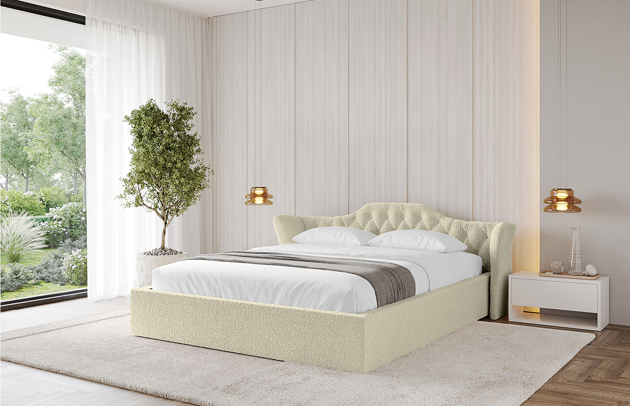 Bezug: Bouclé, Farbe: Beige - Quelle 02, Stoffbeschreibung: Polsterstoff Quelle: hochwertiger Bouclé Stoff, strapazierfähig, atmungsaktiv und pflegeleicht. (85.000 Martindale-Zyklen) 100 % PES, pillingarm (4-5), Gewicht 315 g/m² ±5 %, Zimmer: Schlafzimmer, Länge: 215 cm, Breite: 136 cm, Höhe: 81 cm, Größe: 120x200 cm, Länge der Schlaffläche: 200 cm, Breite der Schlaffläche: 120 cm, Liegehöhe: 48 cm, Matratze: Mit H3 / H4 Taschenfederkern Matratze, Höhe der Matratze: 25 cm, Matratzentyp: Taschenfederkernmatratze, Bettkasten: Ja, Anzahl der Bettkasten: 1, Höhe der Bettkasten: 30 cm, Höhe des Kopfteils: 81 cm, Dicke des Kopfteils: 13 cm, Gepolsterte Rückseite: Nein - 1
