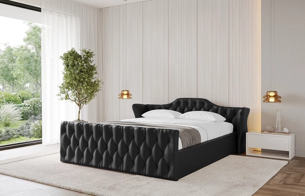 Bezug: Kunstleder, Farbe: Schwarz - Soft 11, Stoffbeschreibung: Polsterstoff SOFT:Leicht zu reinigendes Lederimitat. scheuerfest (100.000 Martindale-Zyklen). lichtecht (6). reibecht (4-5). 100%PU (Oberseite) + 75%PES mit 25%CO (Unterseite), Zimmer: Schlafzimmer, Länge: 222 cm, Breite: 136 cm, Höhe: 81 cm, Größe: 120x200 cm, Länge der Schlaffläche: 200 cm, Breite der Schlaffläche: 120 cm, Liegehöhe: 48 cm, Matratze: Mit H3 / H4 Taschenfederkern Matratze, Höhe der Matratze: 25 cm, Matratzentyp: Taschenfederkernmatratze, Bettkasten: Ja, Anzahl der Bettkasten: 1, Höhe der Bettkasten: 30 cm, Höhe des Kopfteils: 81 cm, Dicke des Kopfteils: 8 cm, Dicke des Fußteils: 7 cm, Gepolsterte Rückseite: Nein - 1