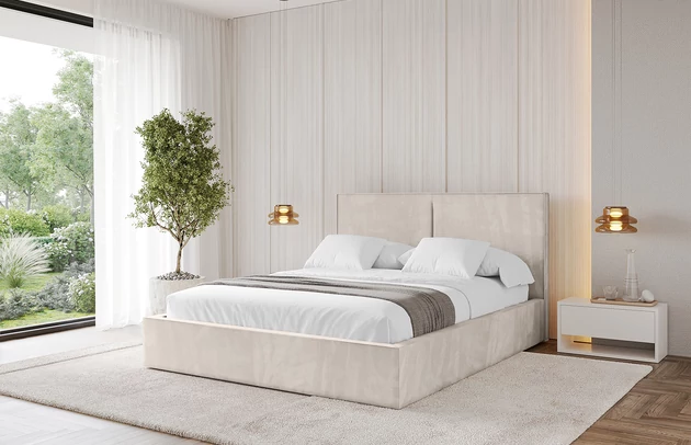 Bezug: Velvet, Farbe: Beige - Casablanca 2301, Zimmer: Schlafzimmer, Länge: 215 cm, Breite: 136 cm, Höhe: 105 cm, Größe: 120x200 cm, Länge der Schlaffläche: 200 cm, Breite der Schlaffläche: 120-cm, Matratze: Mit H3 / H4 Taschenfederkern Matratze, Höhe der Matratze: 25 cm, Bettkasten: Ja, Anzahl der Bettkasten: 1, Höhe der Bettkasten: 30 cm, Höhe des Kopfteils: 105 cm, Dicke des Kopfteils: 8 cm, Dicke des Fußteils: 7 cm, Gepolsterte Rückseite: Nein - 1