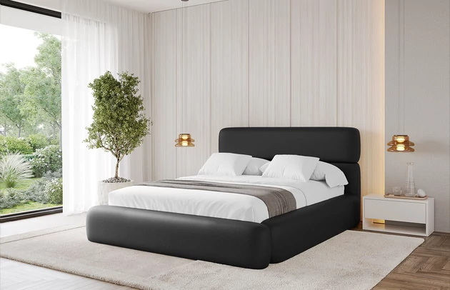 Bezug: Kunstleder, Farbe: Schwarz - Soft 11, Stoffbeschreibung: Polsterstoff SOFT:Leicht zu reinigendes Lederimitat. scheuerfest (100.000 Martindale-Zyklen). lichtecht (6). reibecht (4-5). 100%PU (Oberseite) + 75%PES mit 25%CO (Unterseite), Zimmer: Schlafzimmer, Länge: 226 cm, Breite: 192 cm, Höhe: 110 cm, Größe: 160x200 cm, Länge der Schlaffläche: 200 cm, Breite der Schlaffläche: 160 cm, Liegehöhe: 48 cm, Matratze: Mit H3 / H4 Taschenfederkern Matratze, Höhe der Matratze: 25 cm, Matratzentyp: Taschenfederkernmatratze, Bettkasten: Ja, Anzahl der Bettkasten: 1, Höhe der Bettkasten: 30 cm, Höhe des Kopfteils: 110 cm, Dicke des Kopfteils: 8 cm, Gepolsterte Rückseite: Nein - 1