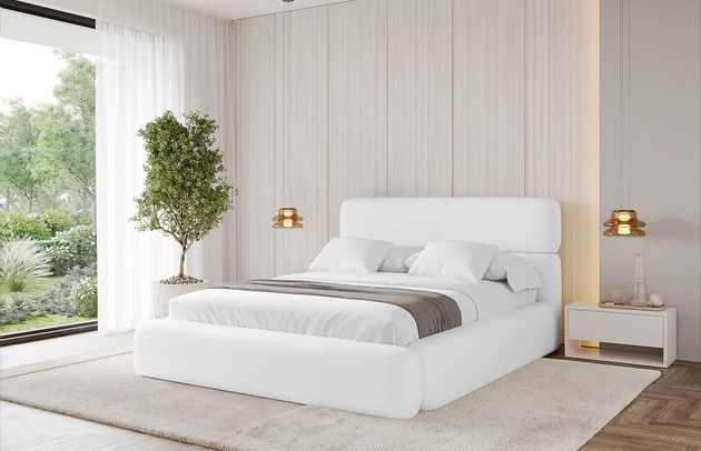 Bezug: Kunstleder, Farbe: Weiß - Soft 17, Stoffbeschreibung: Polsterstoff SOFT:Leicht zu reinigendes Lederimitat. scheuerfest (100.000 Martindale-Zyklen). lichtecht (6). reibecht (4-5). 100%PU (Oberseite) + 75%PES mit 25%CO (Unterseite), Zimmer: Schlafzimmer, Länge: 226 cm, Breite: 172 cm, Höhe: 110 cm, Größe: 140x200 cm, Länge der Schlaffläche: 200 cm, Breite der Schlaffläche: 140 cm, Liegehöhe: 48 cm, Matratze: Mit H3 / H4 Taschenfederkern Matratze, Höhe der Matratze: 25 cm, Matratzentyp: Taschenfederkernmatratze, Bettkasten: Ja, Anzahl der Bettkasten: 1, Höhe der Bettkasten: 30 cm, Höhe des Kopfteils: 110 cm, Dicke des Kopfteils: 8 cm, Gepolsterte Rückseite: Nein - 1