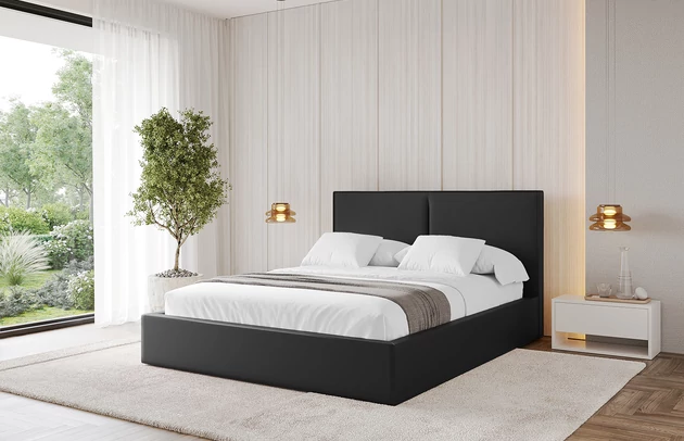 Bezug: Kunstleder, Farbe: Schwarz Kunstleder - Soft 11, Stoffbeschreibung: Polsterstoff SOFT:Leicht zu reinigendes Lederimitat. scheuerfest (100.000 Martindale-Zyklen). lichtecht (6). reibecht (4-5). 100%PU (Oberseite) + 75%PES mit 25%CO (Unterseite), Zimmer: Schlafzimmer, Länge: 215 cm, Breite: 136 cm, Höhe: 105 cm, Größe: 120x200 cm, Länge der Schlaffläche: 200 cm, Breite der Schlaffläche: 120-cm, Matratze: Mit H3 / H4 Taschenfederkern Matratze, Höhe der Matratze: 25 cm, Bettkasten: Ja, Anzahl der Bettkasten: 1, Höhe der Bettkasten: 30 cm, Höhe des Kopfteils: 105 cm, Dicke des Kopfteils: 8 cm, Dicke des Fußteils: 7 cm, Gepolsterte Rückseite: Nein - 1