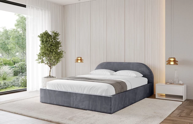 Bezug: Samt, Farbe: Dunkelgrau - Casablanca 2315, Stoffbeschreibung: Polsterstoff Casablanca: „Pet-friendly“, leicht zu reinigen (CleanBOO+), wasserabweisend mit Lotuseffekt, scheuerfest (45.000 Martindale- Zyklen), Gewicht 310g/m2 ±5 %, Zimmer: Schlafzimmer, Länge: 215 cm, Breite: 136 cm, Höhe: 81 cm, Größe: 120x200 cm, Länge der Schlaffläche: 200 cm, Breite der Schlaffläche: 120 cm, Liegehöhe: 48 cm, Matratze: Mit H3 / H4 Taschenfederkern Matratze, Höhe der Matratze: 25 cm, Matratzentyp: Taschenfederkernmatratze, Bettkasten: Ja, Anzahl der Bettkasten: 1, Höhe der Bettkasten: 30 cm, Höhe des Kopfteils: 105 cm, Dicke des Kopfteils: 8 cm, Gepolsterte Rückseite: Nein - 1