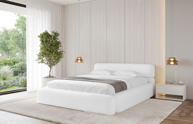 Bezug: Kunstleder, Farbe: Weiß - Soft 17, Stoffbeschreibung: Polsterstoff SOFT:Leicht zu reinigendes Lederimitat. scheuerfest (100.000 Martindale-Zyklen). lichtecht (6). reibecht (4-5). 100%PU (Oberseite) + 75%PES mit 25%CO (Unterseite), Zimmer: Schlafzimmer, Länge: 226 cm, Breite: 172 cm, Höhe: 81 cm, Größe: 140x200 cm, Länge der Schlaffläche: 200 cm, Breite der Schlaffläche: 140 cm, Liegehöhe: 48 cm, Matratze: Mit H3 / H4 Taschenfederkern Matratze, Höhe der Matratze: 25 cm, Matratzentyp: Taschenfederkernmatratze, Bettkasten: Ja, Anzahl der Bettkasten: 1, Höhe der Bettkasten: 30 cm, Höhe des Kopfteils: 81 cm, Dicke des Kopfteils: 8 cm, Gepolsterte Rückseite: Nein - 1