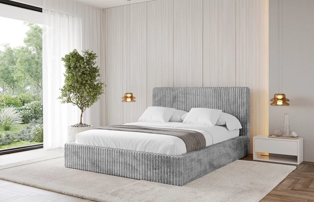 Bezug: Cord, Farbe: Grau - Tilia 86, Stoffbeschreibung: Polsterstoff Cord: angenehma Polsterstoff mit Kordstruktur (90.000 - 100.000 Martindale-Zyklen) leicht zu reinigender Möbellstoff, pillingarm (4-5), aus 100 %PES, 420 g/m2 ±5 %, Zimmer: Schlafzimmer, Länge: 215 cm, Breite: 136 cm, Höhe: 105 cm, Größe: 120x200 cm, Länge der Schlaffläche: 200 cm, Breite der Schlaffläche: 120 cm, Liegehöhe: 48 cm, Matratze: Mit H3 / H4 Taschenfederkern Matratze, Höhe der Matratze: 25 cm, Matratzentyp: Taschenfederkernmatratze, Bettkasten: Ja, Anzahl der Bettkasten: 1, Höhe der Bettkasten: 30 cm, Höhe des Kopfteils: 105 cm, Dicke des Kopfteils: 8 cm, Gepolsterte Rückseite: Nein - 1