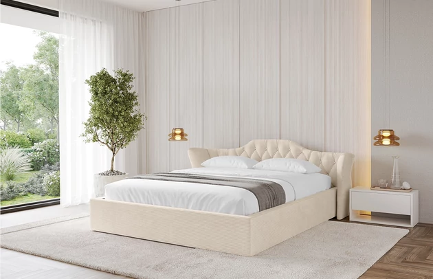 Bezug: Cord, Farbe: Beige - Poso 105, Stoffbeschreibung: POSO ist ein angenehm anzufühlender Velours mit Kordstruktur (35000 MartindaleZyklen) und leicht zu reinigender Möbellstoff, lichtecht (5) und pillingarm (5), Gewicht 380 g/m2 ±5%, Zimmer: Schlafzimmer, Länge: 215 cm, Breite: 136 cm, Höhe: 81 cm, Größe: 120x200 cm, Länge der Schlaffläche: 200 cm, Breite der Schlaffläche: 120 cm, Liegehöhe: 48 cm, Matratze: Mit H3 / H4 Taschenfederkern Matratze, Höhe der Matratze: 25 cm, Matratzentyp: Taschenfederkernmatratze, Bettkasten: Ja, Anzahl der Bettkasten: 1, Höhe der Bettkasten: 30 cm, Höhe des Kopfteils: 81 cm, Dicke des Kopfteils: 8 cm, Gepolsterte Rückseite: Nein - 1