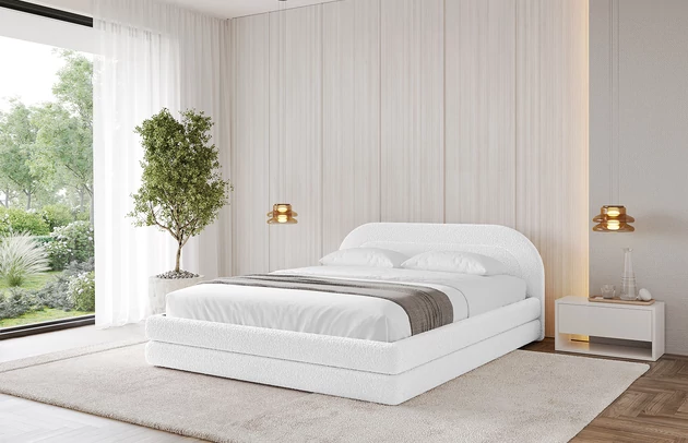 Bezug: Bouclé, Farbe: Weiß - Quelle 01, Stoffbeschreibung: Polsterstoff Quelle: hochwertiger Bouclé Stoff, strapazierfähig, atmungsaktiv und pflegeleicht. (80.000 Martindale-Zyklen) 100 % PES, pillingarm(4-5), Gewicht 315 g/m² ±5 %, Zimmer: Schlafzimmer, Länge: 224 cm, Breite: 148 cm, Höhe: 81 cm, Größe: 120x200 cm, Länge der Schlaffläche: 200 cm, Breite der Schlaffläche: 120 cm, Matratze: Mit H3 / H4 Taschenfederkern Matratze, Höhe der Matratze: 25 cm, Bettkasten: Ja, Anzahl der Bettkasten: 1, Höhe der Bettkasten: 33 cm, Höhe des Kopfteils: 81 cm, Dicke des Kopfteils: 8 cm, Dicke des Fußteils: 7 cm, Gepolsterte Rückseite: Nein - 1