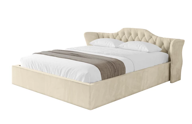 Bezug: Samt, Farbe: Beige - Monolith 4, Stoffbeschreibung: MONOLITH: Wasserabweisender und leicht zu reinigender Möbelstoff, scheuerfest (100.000 Martindale-Zyklen) lichtecht (5) und pillingarm (4-5), aus 100 % PES, Gewicht 330 g/m2 ±5 %, Zimmer: Schlafzimmer, Länge: 215 cm, Breite: 136 cm, Höhe: 81 cm, Größe: 120x200 cm, Länge der Schlaffläche: 200 cm, Breite der Schlaffläche: 120 cm, Liegehöhe: 48 cm, Matratze: Mit H3 / H4 Taschenfederkern Matratze, Höhe der Matratze: 25 cm, Matratzentyp: Taschenfederkernmatratze, Bettkasten: Ja, Anzahl der Bettkasten: 1, Höhe der Bettkasten: 30 cm, Höhe des Kopfteils: 81 cm, Dicke des Kopfteils: 8 cm, Gepolsterte Rückseite: Nein - 1