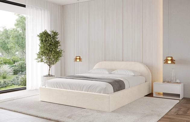 Bezug: Cord, Farbe: Beige - Poso 105, Stoffbeschreibung: POSO ist ein angenehm anzufühlender Velours mit Kordstruktur (35000 MartindaleZyklen) und leicht zu reinigender Möbellstoff, lichtecht (5) und pillingarm (5), Gewicht 380 g/m2 ±5%, Zimmer: Schlafzimmer, Länge: 215 cm, Breite: 136 cm, Höhe: 81 cm, Größe: 120x200 cm, Länge der Schlaffläche: 200 cm, Breite der Schlaffläche: 120 cm, Liegehöhe: 48 cm, Matratze: Mit H3 / H4 Taschenfederkern Matratze, Höhe der Matratze: 25 cm, Matratzentyp: Taschenfederkernmatratze, Bettkasten: Ja, Anzahl der Bettkasten: 1, Höhe der Bettkasten: 30 cm, Höhe des Kopfteils: 105 cm, Dicke des Kopfteils: 8 cm, Gepolsterte Rückseite: Nein - 1