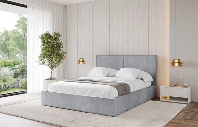 Bezug: Velvet, Farbe: Hellgrau - Monolith 84, Stoffbeschreibung: MONOLITH: Wasserabweisender und leicht zu reinigender Möbelstoff, scheuerfest (100.000 Martindale-Zyklen) lichtecht (5) und pillingarm (4-5), aus 100 % PES, Gewicht 330 g/m2 ±5 %, Zimmer: Schlafzimmer, Länge: 215 cm, Breite: 136 cm, Höhe: 105 cm, Größe: 120x200 cm, Länge der Schlaffläche: 200 cm, Breite der Schlaffläche: 120-cm, Matratze: Mit H3 / H4 Taschenfederkern Matratze, Höhe der Matratze: 25 cm, Bettkasten: Ja, Anzahl der Bettkasten: 1, Höhe der Bettkasten: 30 cm, Höhe des Kopfteils: 105 cm, Dicke des Kopfteils: 8 cm, Dicke des Fußteils: 7 cm, Gepolsterte Rückseite: Nein - 1