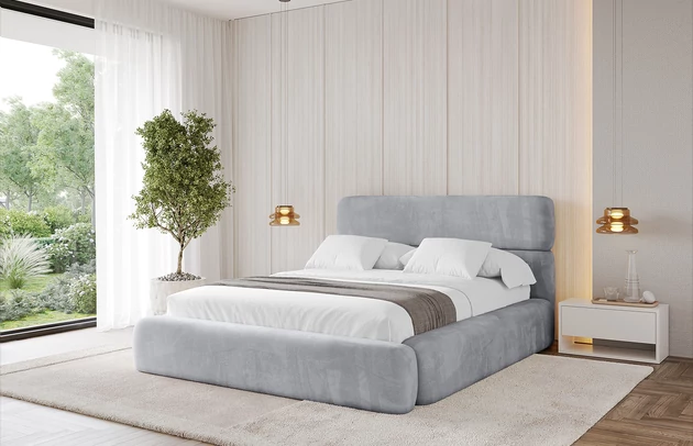 Bezug: Velvet, Farbe: Hellgrau - Monolith 84, Stoffbeschreibung: MONOLITH: Wasserabweisender und leicht zu reinigender Möbelstoff, scheuerfest (100.000 Martindale-Zyklen) lichtecht (5) und pillingarm (4-5), aus 100 % PES, Gewicht 330 g/m2 ±5 %, Zimmer: Schlafzimmer, Länge: 226 cm, Breite: 192 cm, Höhe: 110 cm, Größe: 160x200 cm, Länge der Schlaffläche: 200 cm, Breite der Schlaffläche: 160 cm, Liegehöhe: 48 cm, Matratze: Mit H3 / H4 Taschenfederkern Matratze, Höhe der Matratze: 25 cm, Matratzentyp: Taschenfederkernmatratze, Bettkasten: Ja, Anzahl der Bettkasten: 1, Höhe der Bettkasten: 30 cm, Höhe des Kopfteils: 110 cm, Dicke des Kopfteils: 8 cm, Gepolsterte Rückseite: Nein - 1