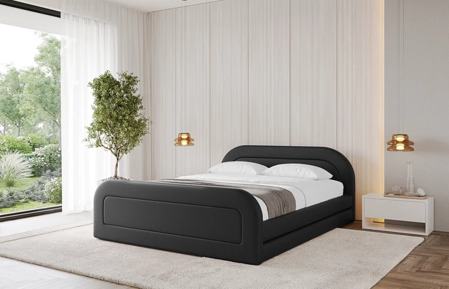 Bezug: Kunstleder, Farbe: Schwarz - Soft 11, Stoffbeschreibung: Polsterstoff SOFT:Leicht zu reinigendes Lederimitat. scheuerfest (100.000 Martindale-Zyklen). lichtecht (6). reibecht (4-5). 100%PU (Oberseite) + 75%PES mit 25%CO (Unterseite), Zimmer: Schlafzimmer, Länge: 224 cm, Breite: 148 cm, Höhe: 81 cm, Größe: 120x200 cm, Länge der Schlaffläche: 200 cm, Breite der Schlaffläche: 120 cm, Liegehöhe: 48 cm, Matratze: Mit H3 / H4 Taschenfederkern Matratze, Höhe der Matratze: 25 cm, Bettkasten: Ja, Anzahl der Bettkasten: 1, Höhe der Bettkasten: 33 cm, Höhe des Kopfteils: 81 cm, Dicke des Kopfteils: 8 cm, Dicke des Fußteils: 7 cm, Gepolsterte Rückseite: Nein - 1