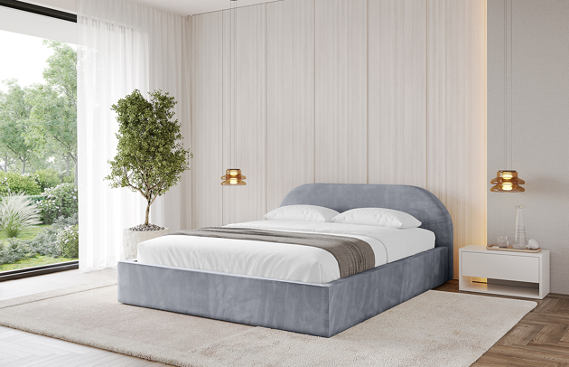 Bezug: Samt, Farbe: Grau - Casablanca 2314, Stoffbeschreibung: Polsterstoff Casablanca: „Pet-friendly“, leicht zu reinigen (CleanBOO+), wasserabweisend mit Lotuseffekt, scheuerfest (45.000 Martindale-Zyklen), Gewicht 310 g/m² ±5 %, Zimmer: Schlafzimmer, Länge: 215 cm, Breite: 136 cm, Höhe: 81 cm, Größe: 120x200 cm, Länge der Schlaffläche: 200 cm, Breite der Schlaffläche: 120 cm, Liegehöhe: 48 cm, Matratze: Mit H3 / H4 Taschenfederkern Matratze, Höhe der Matratze: 25 cm, Matratzentyp: Taschenfederkernmatratze, Bettkasten: Ja, Anzahl der Bettkasten: 1, Höhe der Bettkasten: 30 cm, Höhe des Kopfteils: 81 cm, Dicke des Kopfteils: 13 cm, Gepolsterte Rückseite: Nein - 1