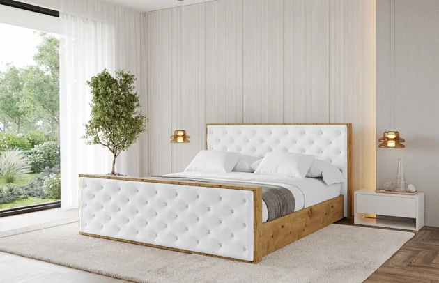 Bezug: Kunstleder, Farbe: Weiß - Soft 17, Stoffbeschreibung: Polsterstoff SOFT:Leicht zu reinigendes Lederimitat. scheuerfest (100.000 Martindale-Zyklen). lichtecht (6). reibecht (4-5). 100%PU (Oberseite) + 75%PES mit 25%CO (Unterseite), Zimmer: Schlafzimmer, Länge: 230 cm, Breite: 140 cm, Höhe: 107 cm, Größe: 120x200 cm, Länge der Schlaffläche: 200 cm, Breite der Schlaffläche: 120 cm, Liegehöhe: 48 cm, Matratze: Mit H3 / H4 Taschenfederkern Matratze, Höhe der Matratze: 25 cm, Matratzentyp: Taschenfederkernmatratze, Bettkasten: Ja, Anzahl der Bettkasten: 1, Höhe der Bettkasten: 30 cm, Höhe des Kopfteils: 107 cm, Dicke des Kopfteils: 8 cm, Dicke des Fußteils: 7 cm, Gepolsterte Rückseite: Nein - 1