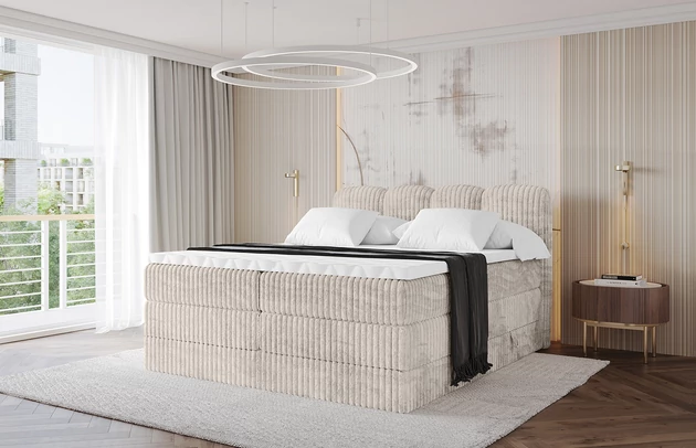 Bezug: Cord, Farbe: Creme - Tilia 01, Stoffbeschreibung: Polsterstoff Cord: angenehma Polsterstoff mit Kordstruktur (90-100 000 Martindale-Zyklen) und leicht zu reinigender Möbellstoff, pillingarm (4-5), aus 100%PES, 420 g/m2 ±5 %, Zimmer: Schlafzimmer, Länge: 207 cm, Breite: 120 cm, Höhe: 115 cm, Größe: 120x200 cm, Länge der Schlaffläche: 200 cm, Breite der Schlaffläche: 120 cm, Liegehöhe: 55 cm, Härtegrad der Matratze: H3 und H4, Höhe der Matratze: 20 cm, Farbe des Toppers: Weiß, Höhe des Toppers: 5 cm, Material des Toppers: Schaumstoff, Bettkasten: Ja, Anzahl der Bettkasten: 2, Höhe der Bettkasten: 30 cm, Höhe des Kopfteils: 115 cm, Material der Füße: Plastik, Höhe der Füße: 2 cm, Dicke des Kopfteils: 8 cm, Dicke des Fußteils: 7 cm, Gepolsterte Rückseite: Nein - 1