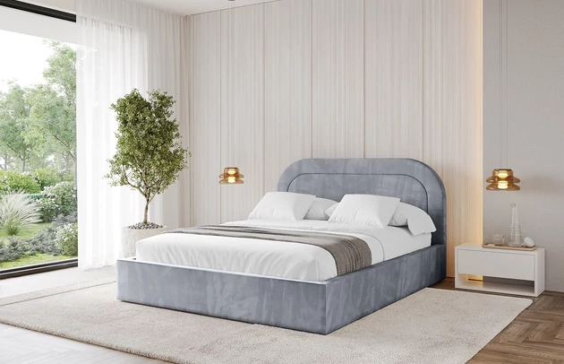 Bezug: Velvet, Farbe: Grau - Casablanca 2314, Stoffbeschreibung: Polsterstoff Casablanca: „Pet-friendly“, leicht zu reinigen (CleanBOO+), wasserabweisend mit Lotuseffekt, scheuerfest (45.000 Martindale- Zyklen), Gewicht 310g/m2 ±5 %, Zimmer: Schlafzimmer, Länge: 218 cm, Breite: 196 cm, Höhe: 110 cm, Größe: 180x200 cm, Länge der Schlaffläche: 200 cm, Breite der Schlaffläche: 180 cm, Liegehöhe: 48 cm, Matratze: Mit H3 / H4 Taschenfederkern Matratze, Höhe der Matratze: 25 cm, Matratzentyp: Taschenfederkernmatratze, Bettkasten: Ja, Anzahl der Bettkasten: 1, Höhe der Bettkasten: 30 cm, Höhe des Kopfteils: 110 cm, Dicke des Kopfteils: 8 cm, Gepolsterte Rückseite: Nein - 1